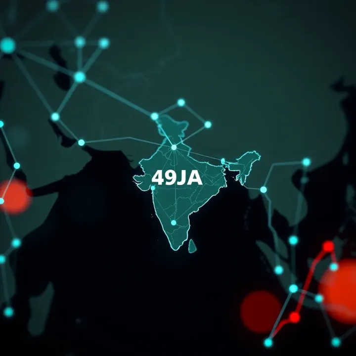 Map highlighting India with digital connections symbolizing app usage abroad