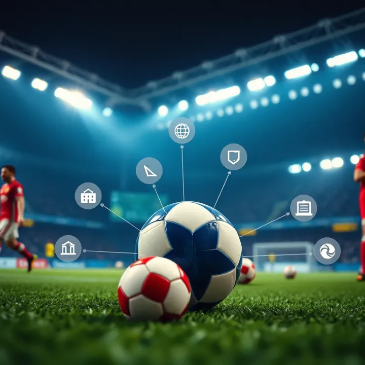 Football pitch with data analytics icons illustrating prediction strategy