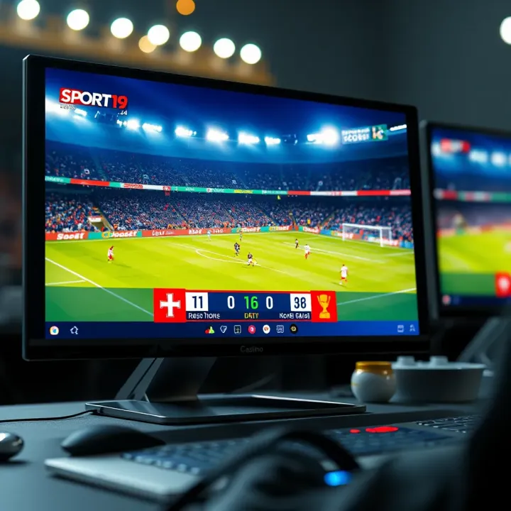 A computer screen displaying a live football match with an online streaming platform interface
