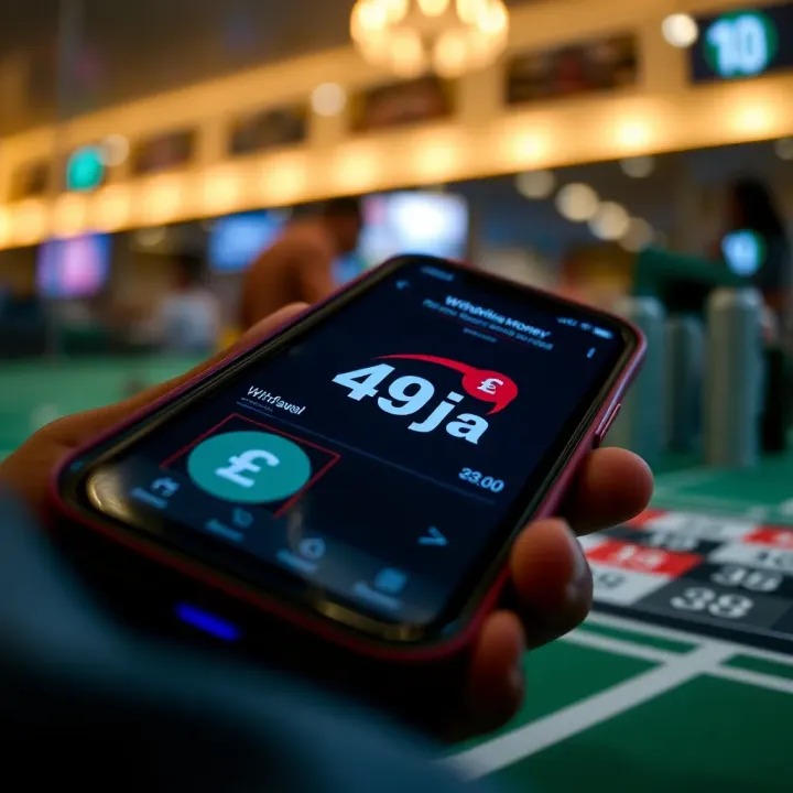 Mobile phone screen showing 49ja app withdrawal interface with Nigerian currency symbols