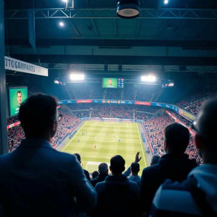 Live Action and Atmosphere in English Premier League Football stadium filled with fans eagerly watching a live English Premier League game