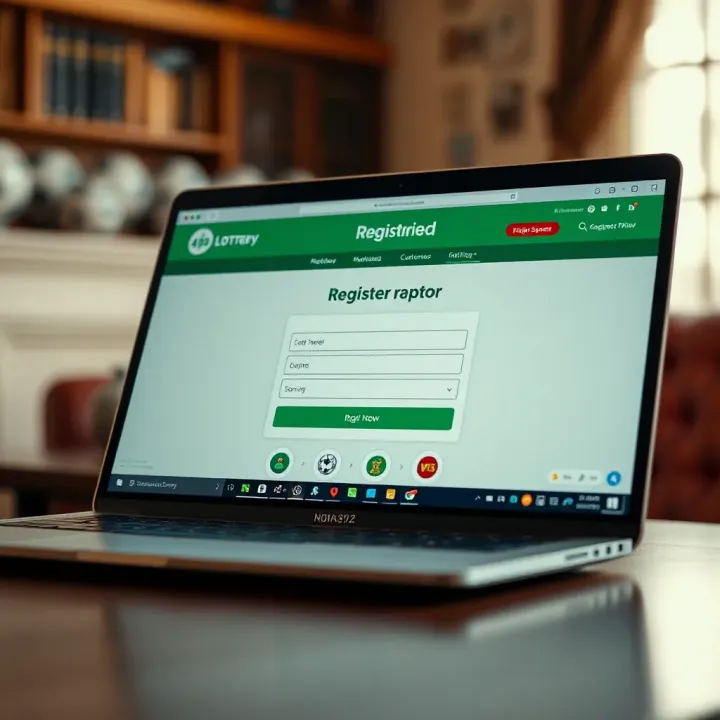 Laptop showing online lottery registration webpage for Nigerian users