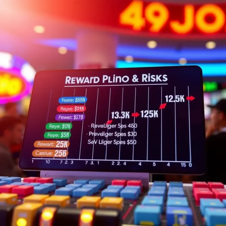 Graph illustrating potential rewards and risk levels associated with playing the Plinko demo game