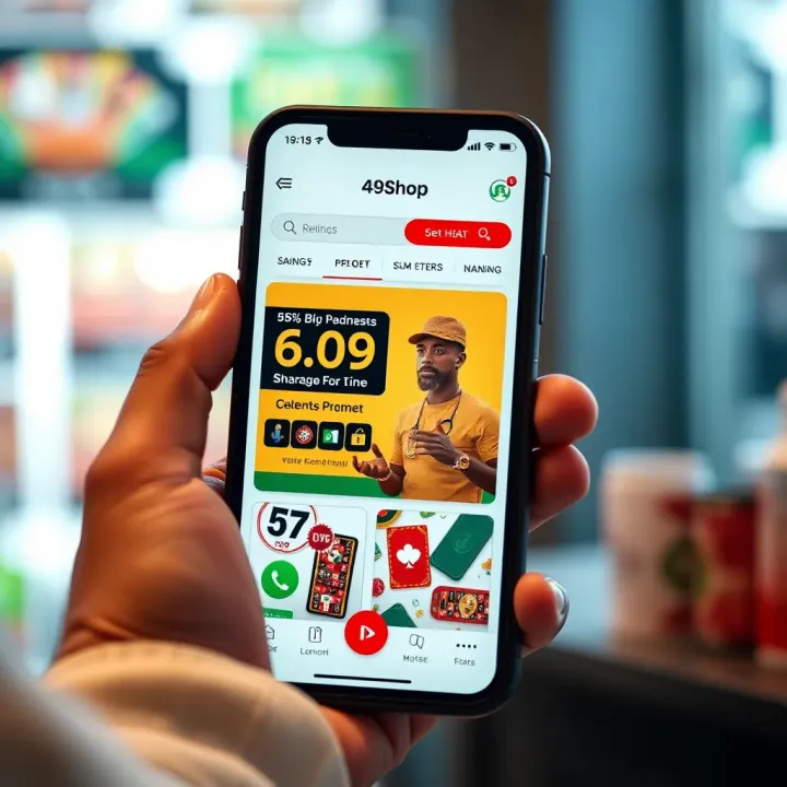 Mobile phone demonstrating smooth navigation on 49ja Shop for enhanced shopping experience