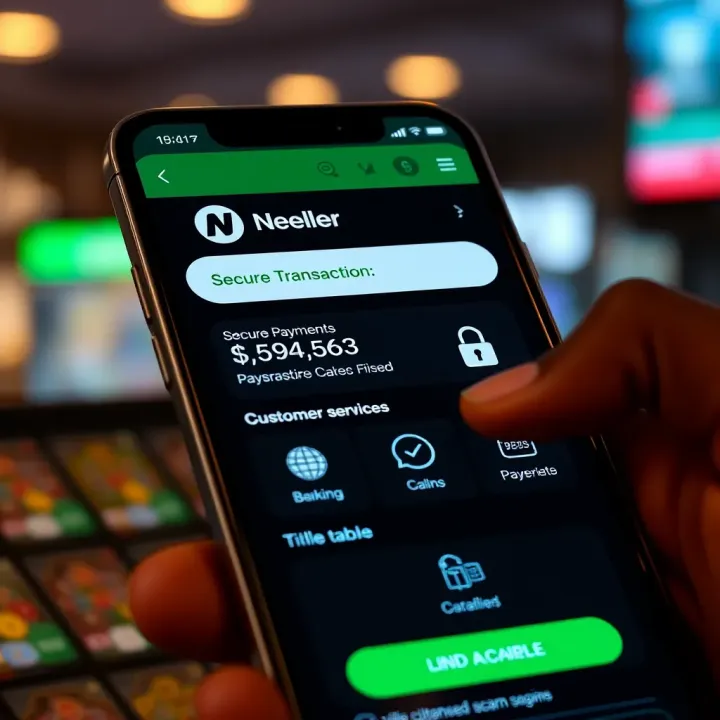 Secure transaction confirmation screen with payment details and security icons on a digital payment app