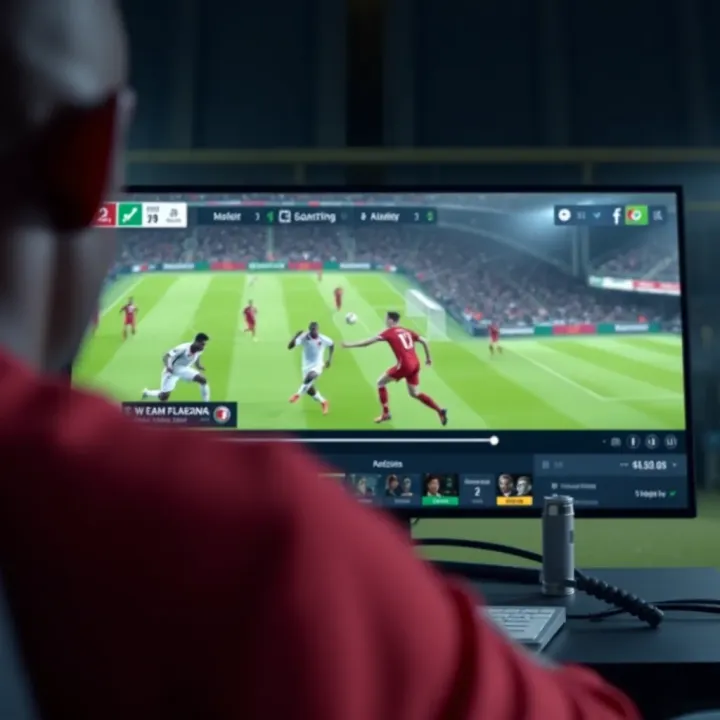 Digital streaming interface showcasing live soccer match highlights and real-time updates
