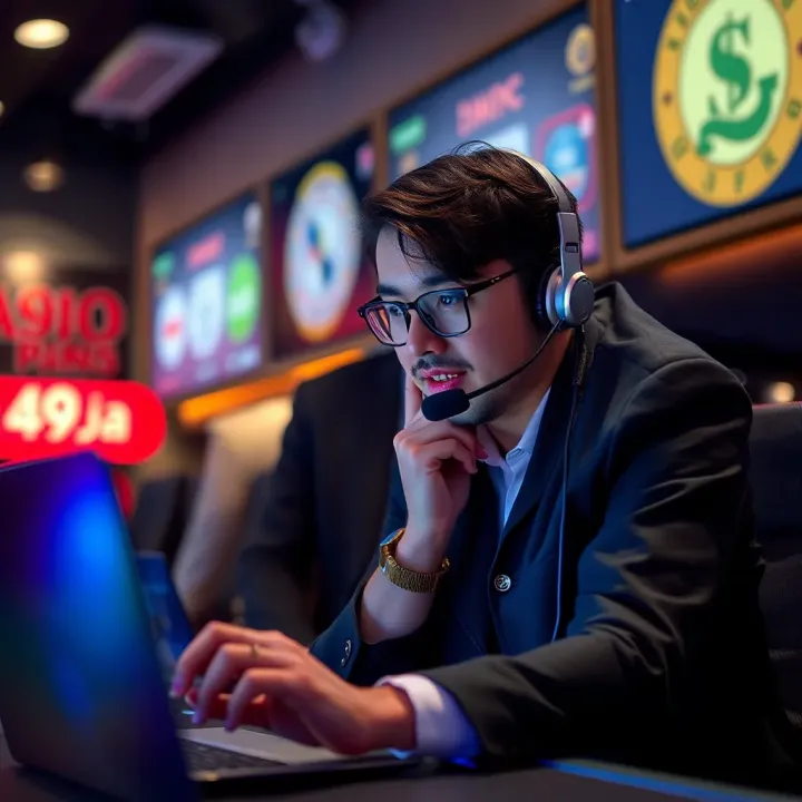 Customer service representative assisting via online chat support
