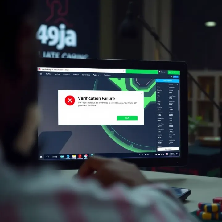 User encountering verification failure on a Nigerian online platform with error message displayed