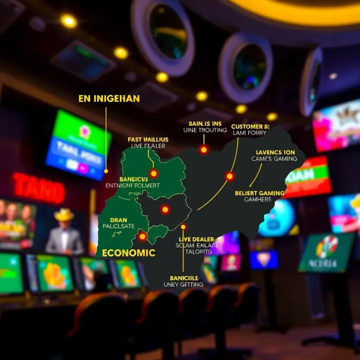 Stylized map of Nigeria highlighting economic and entertainment growth areas influenced by online gaming