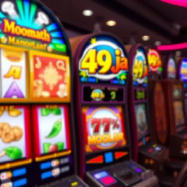 Colorful digital slot machine interface with vibrant symbols and jackpot display