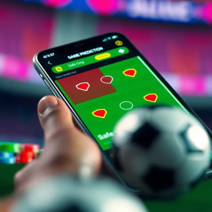 User interface of a mobile app showing game prediction features with colorful grid and highlighted safe spots